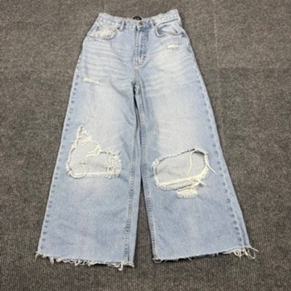 BDG Urban Outfitters Skater Baggy Distressed Light Wash Jeans Size 27 Wide Leg